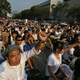 Students from various universities chant slogans at the Chinese University in Hong Kong September 22, 2014. Thousands of students braved sweltering heat in Hong Kong on Monday to demand greater democracy as they launched a week-long boycott of classes,